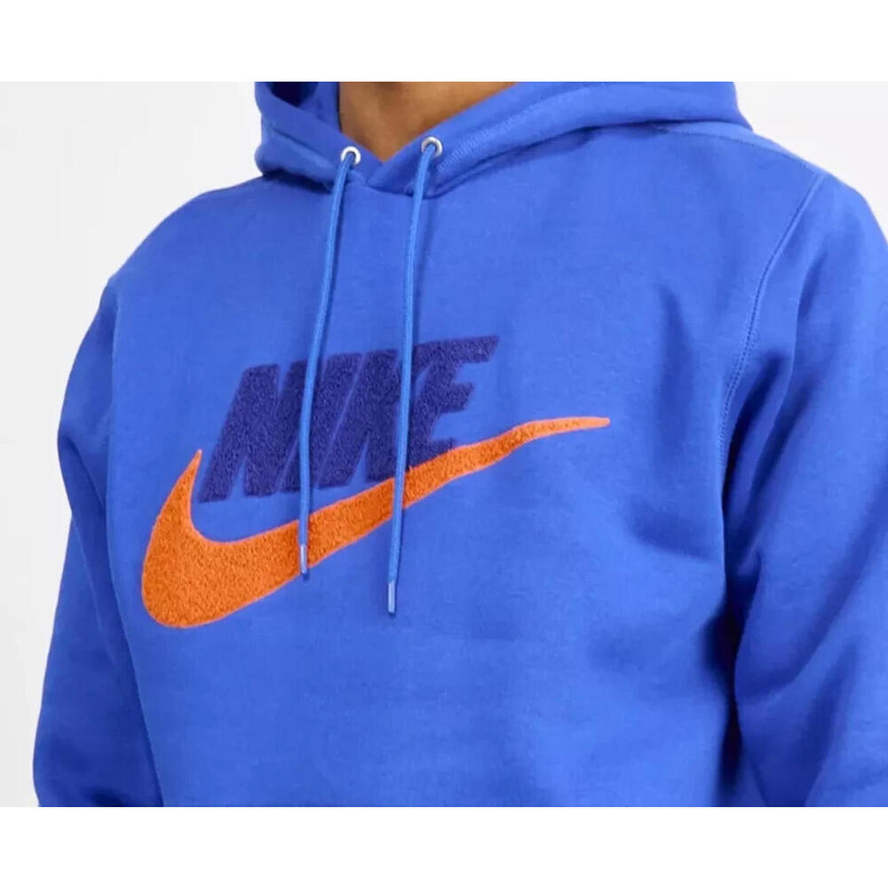 Nike Men's Club Fleece Pullover Hoodie Sweatshirt FN3104-480  Blue Orange  $85 S